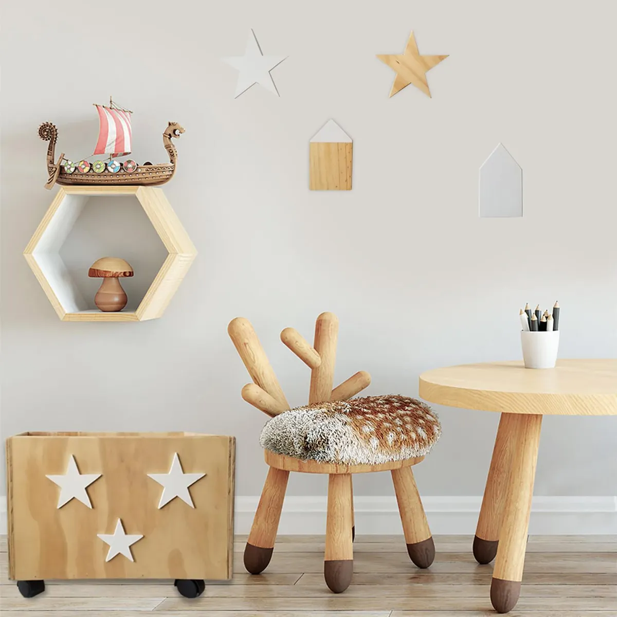 DE PIES A CABEZA - Caja Organizadora Infantil 30x30x40 cm 3.6 l Madera