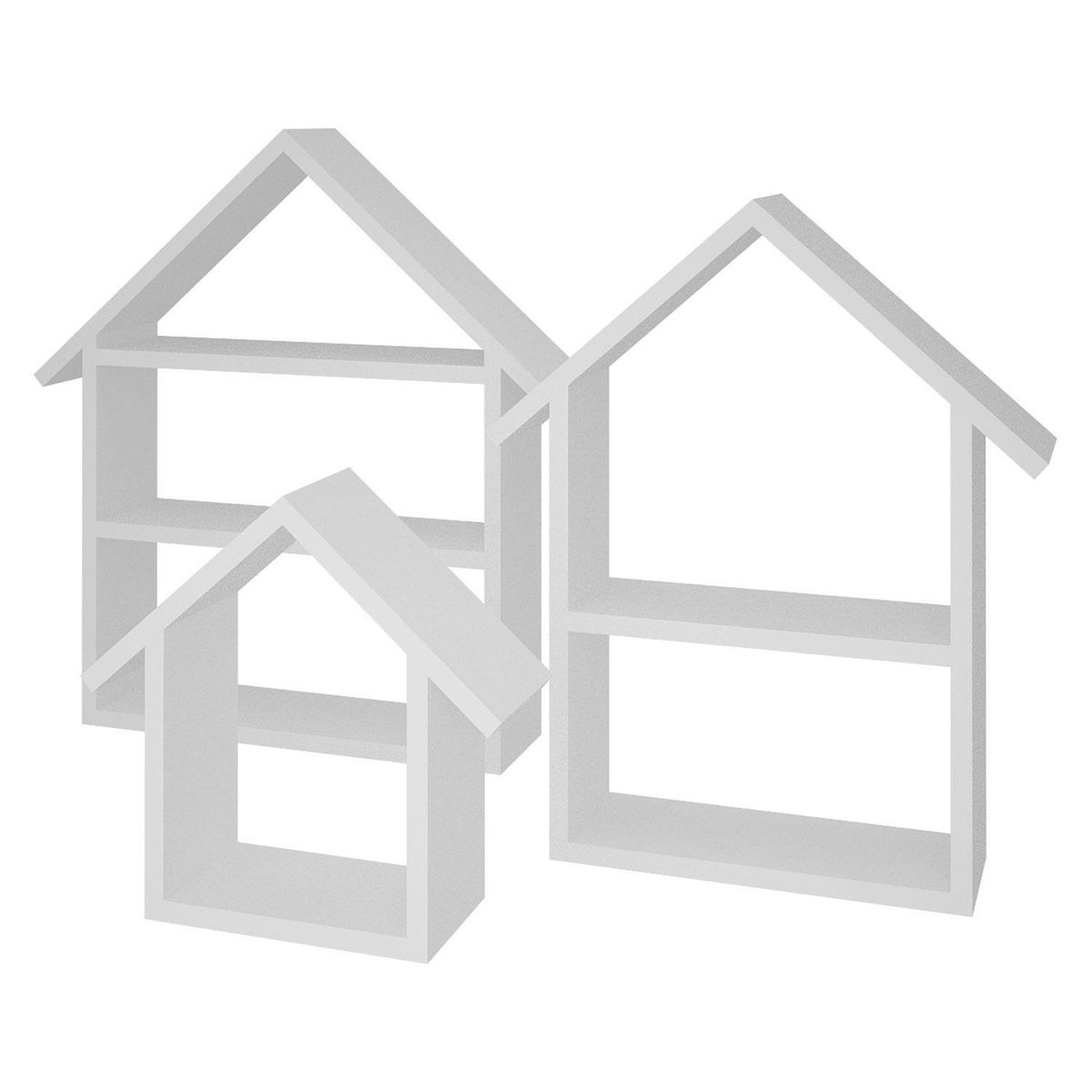 DE PIES A CABEZA - Set de Repisas Casita Madera 3 Nivel(es) 33x62x13 cm Blanco