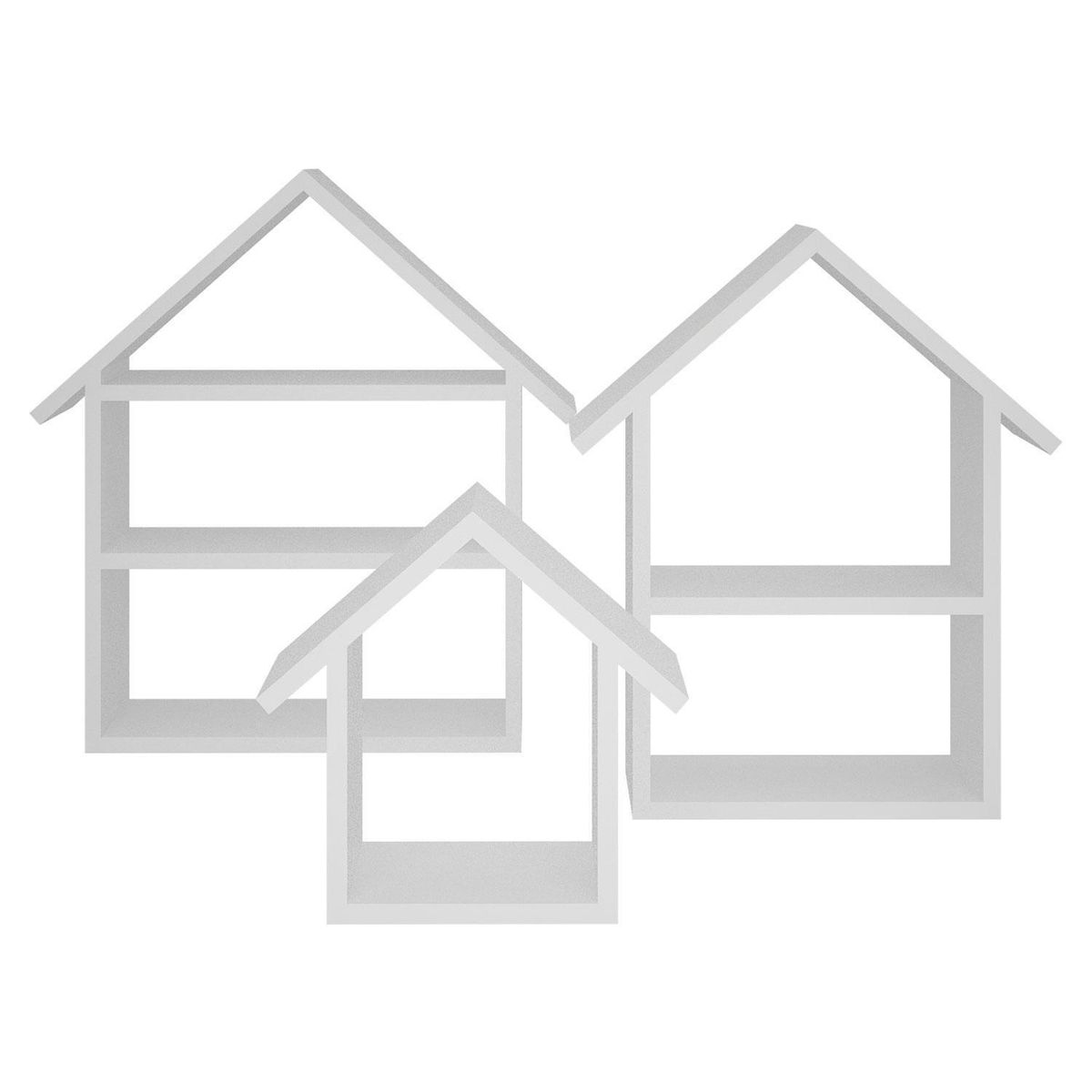 DE PIES A CABEZA - Set de Repisas Casita Madera 3 Nivel(es) 33x62x13 cm Blanco