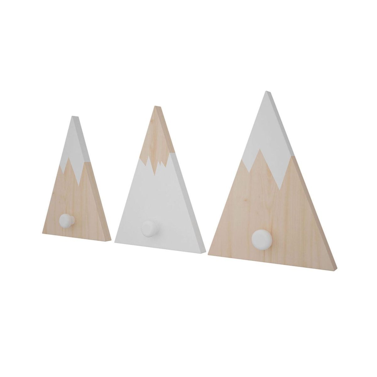 DE PIES A CABEZA - Set Perchero 3 Colgadores Andes Madera Blanco/ madera
