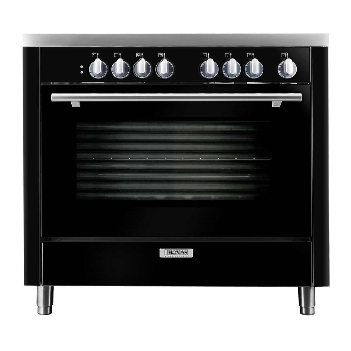 THOMAS - Cocina a Gas 5 Platos con Horno 104 Litros Negro Venezia