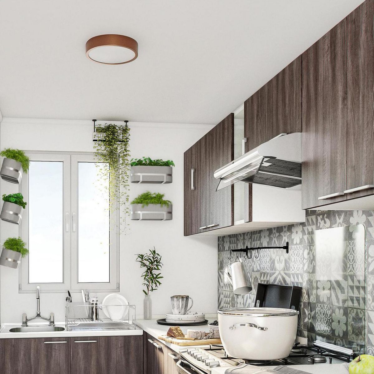 CASA BONITA - Plafón led 25 cm anillo marrón