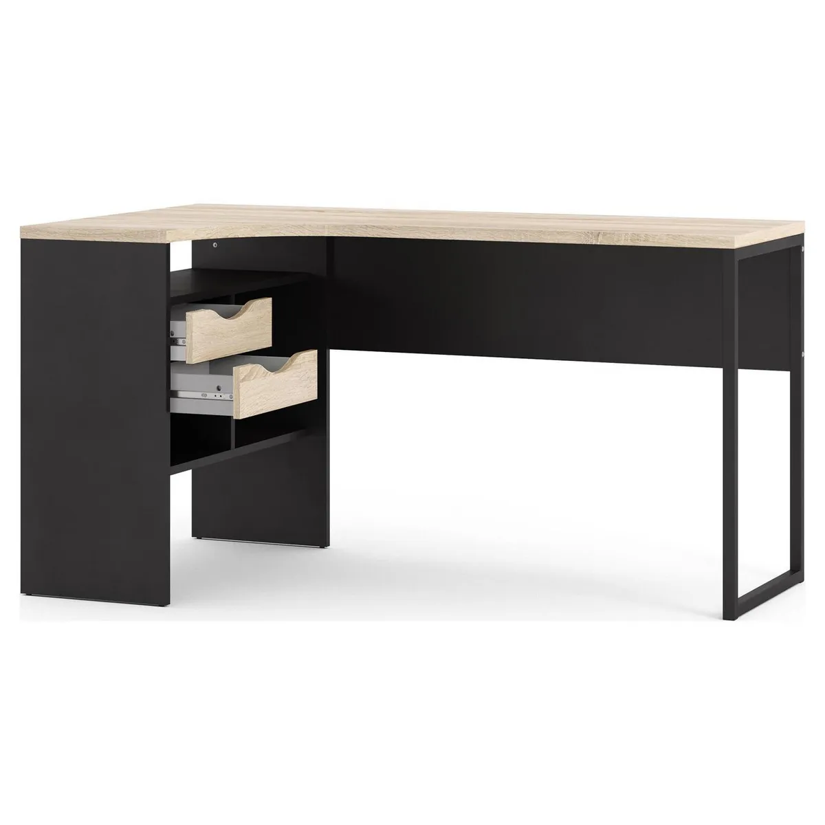 TVILUM - Escritorio en L Esquinero Function Negro 145x76.8x81 cm