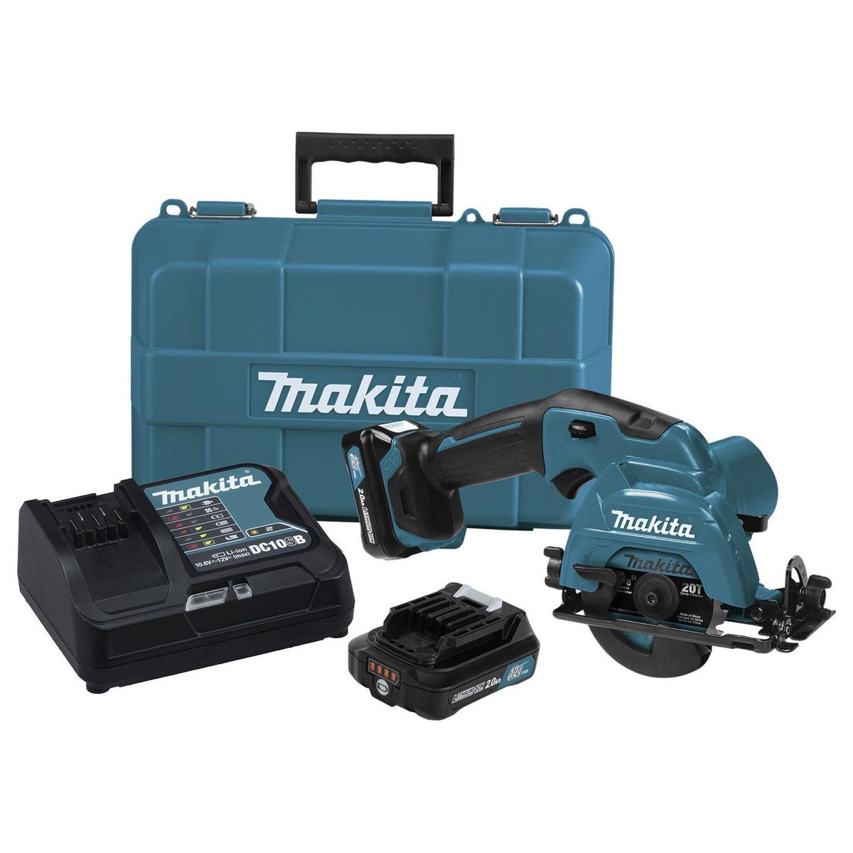 Mini sierra circular inalámbrica 3 3/8" 12V + 2 baterías, marca MAKITA - Foto 2