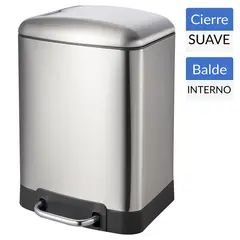 JUST HOME COLLECTION - Papelero 6 Litros Acero Inoxidable Gris