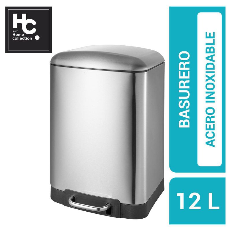 JUST HOME COLLECTION - Basurero 12 Litros Acero Inoxidable Gris