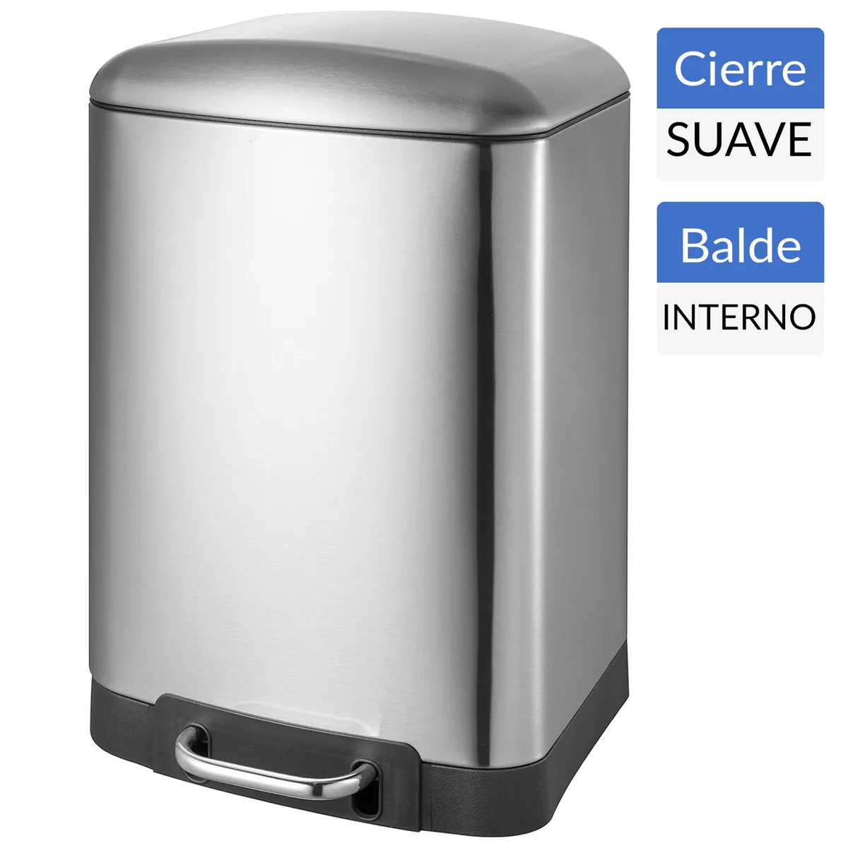 JUST HOME COLLECTION - Basurero 12 Litros Acero Inoxidable Gris