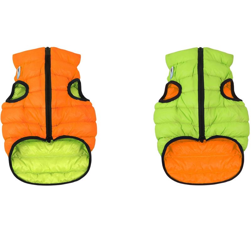 PET VIBES - Chaqueta reversible perro verde/ naranjo xs