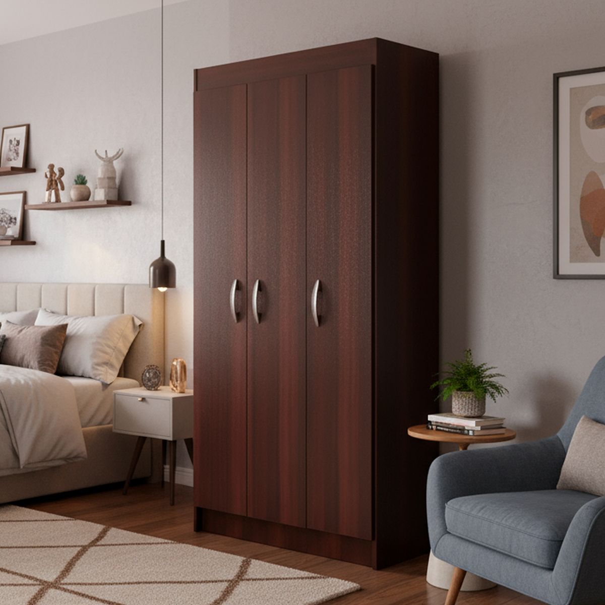 CIC - Clóset Pasco 3 Puerta(s) 2 Repisa(s) 79xx38 cm Chocolate