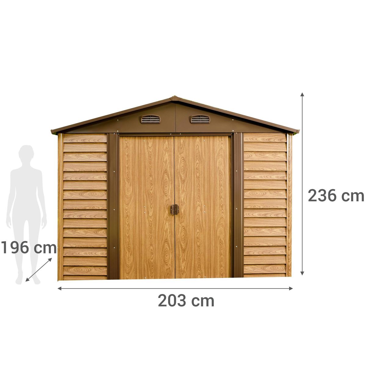 ISUNOR - Bodega de jardín metálica 195x236x203 cm café