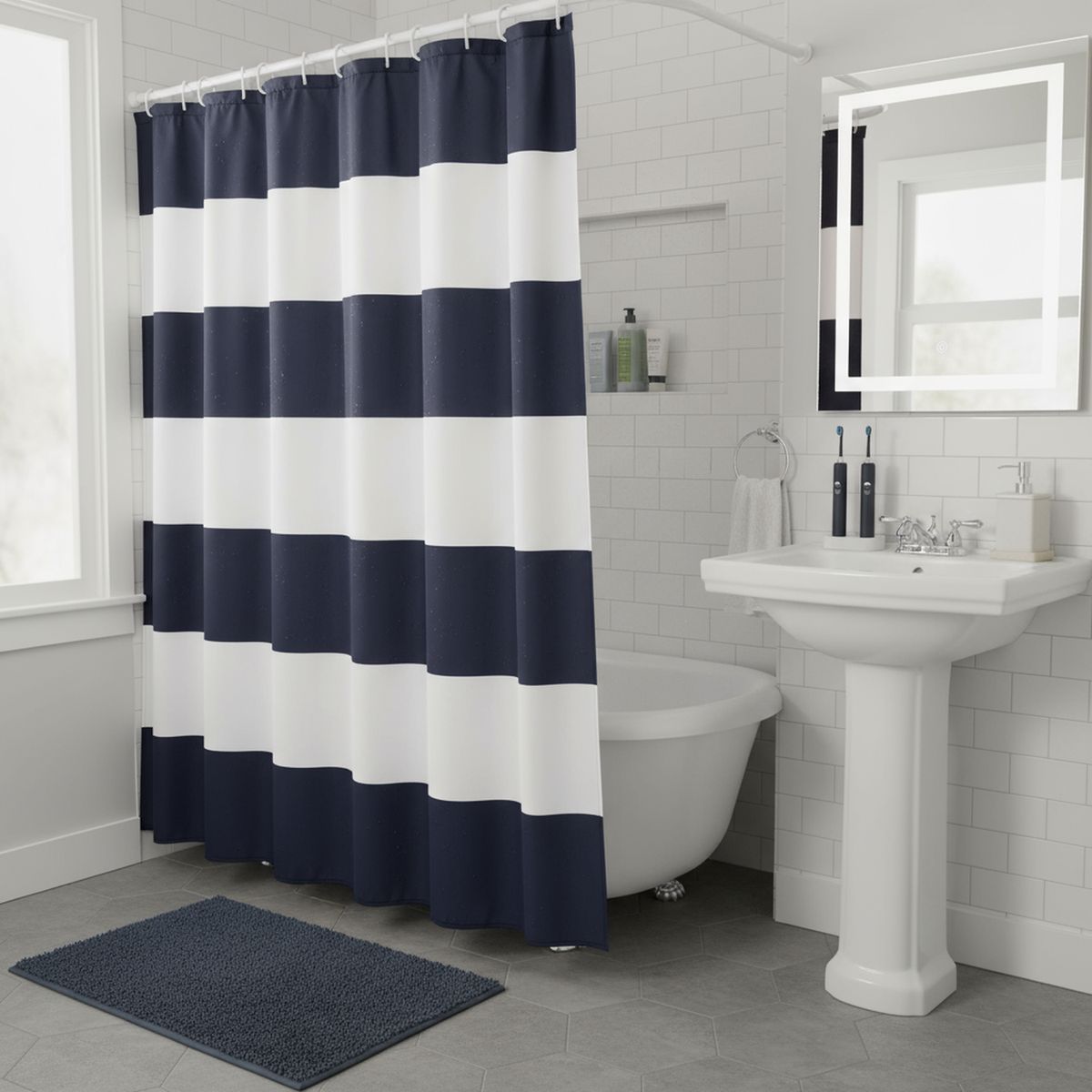 JUST HOME COLLECTION - Cortina baño poliéster 178X180 cm Hexton