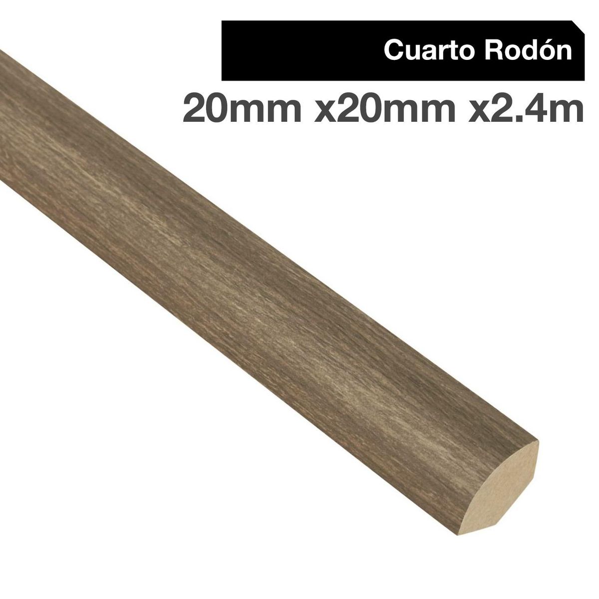 MAFORSA - Pack 4 unidades Moldura 1/4 Rodón MDF Caramel Oak 20 mm 2x240 cm