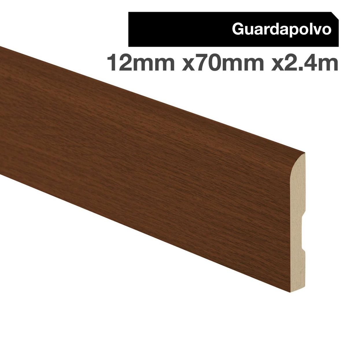 MAFORSA - Pack 4 unidades Guardapolvo MDF Walnut 70 mm 1.2x240 cm