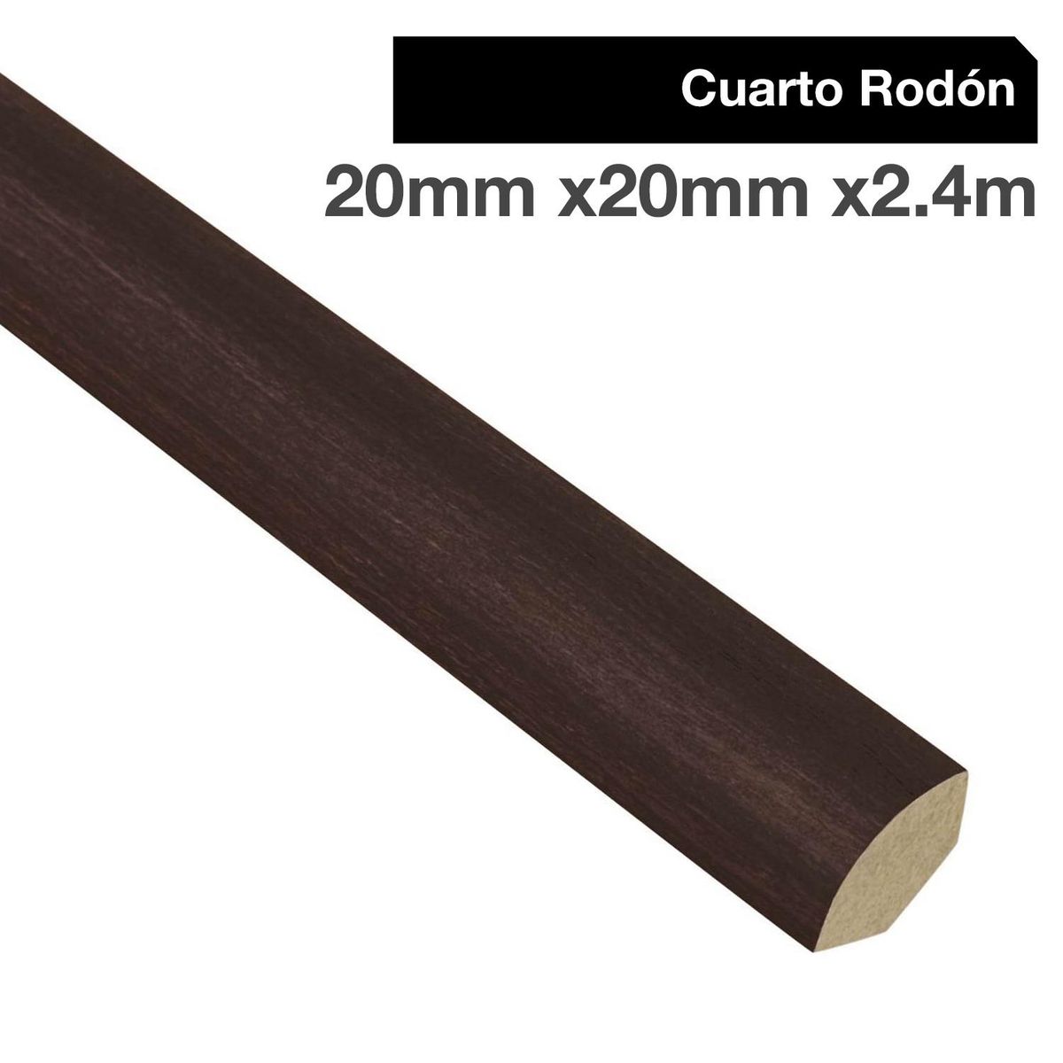 MAFORSA - Pack 4 unidades Moldura 1/4 Rodón MDF Wengue 20 mm 2x240 cm