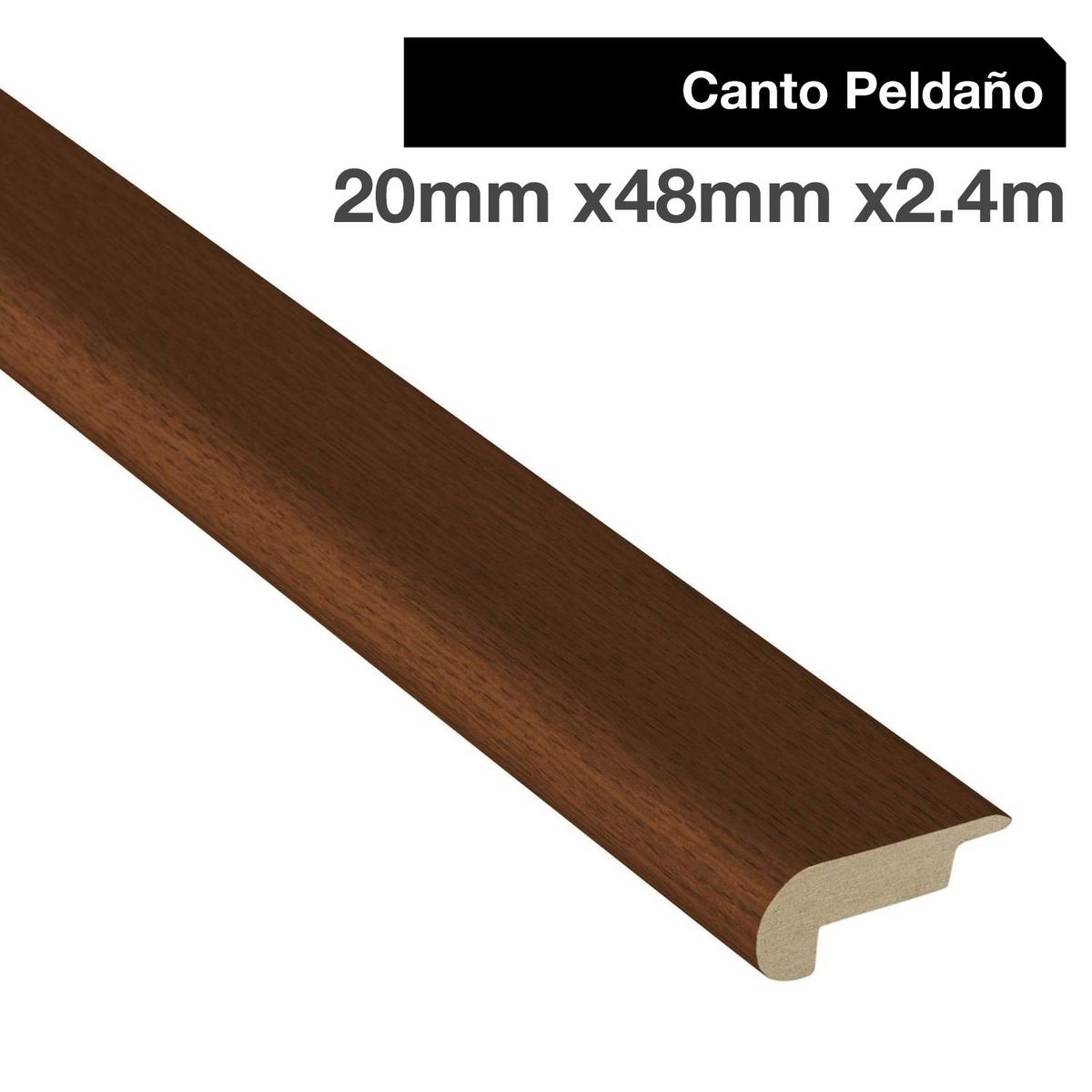 MAFORSA - Pack 2 unidades Canto Peldaño MDF Walnut 48 mm 2x240 cm