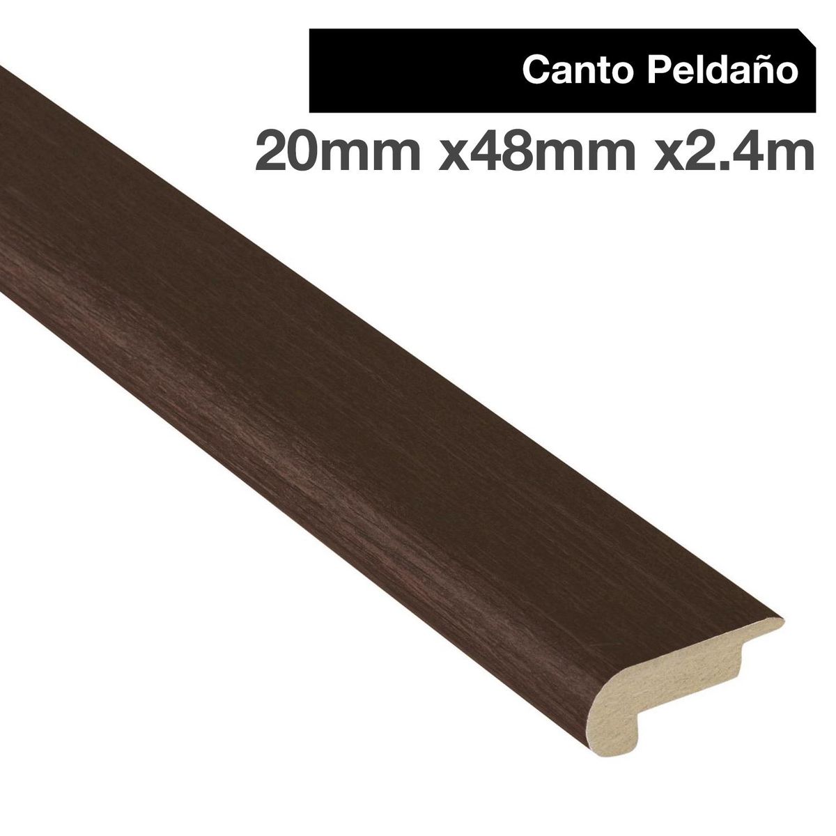 MAFORSA - Pack 2 unidades Canto Peldaño MDF Wengue 48 mm 2x240 cm