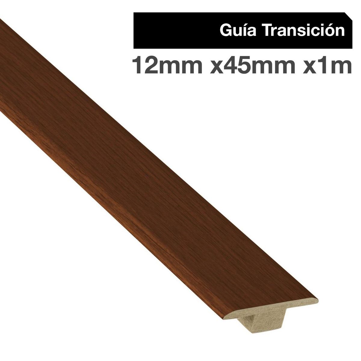 MAFORSA - Pack 2 unidades Guía de Transición MDF Walnut 45 mm 1.2x100 cm