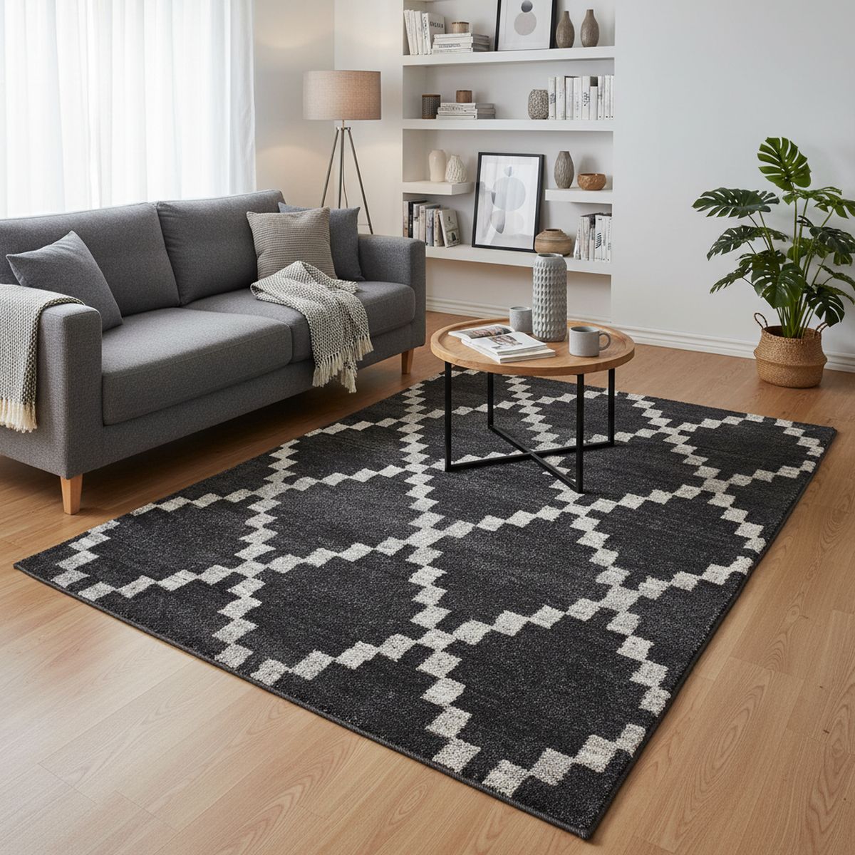 JUST HOME COLLECTION - Alfombra Doux Shaped 160x235 cm Polipropileno Negro