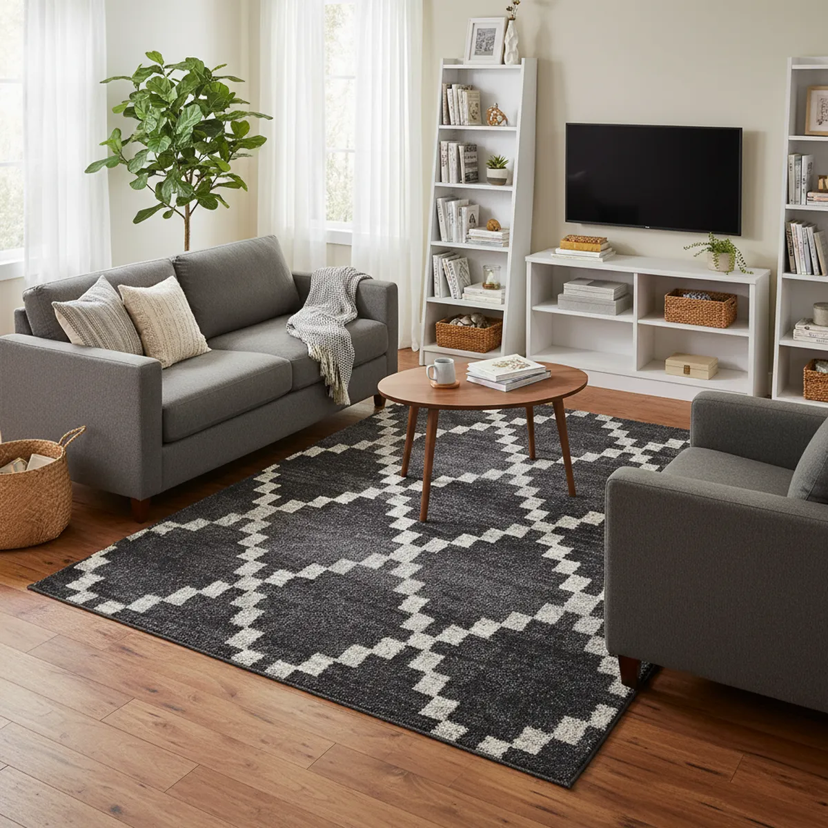 JUST HOME COLLECTION - Alfombra Doux Shaped 133x190 cm Polipropileno Negro