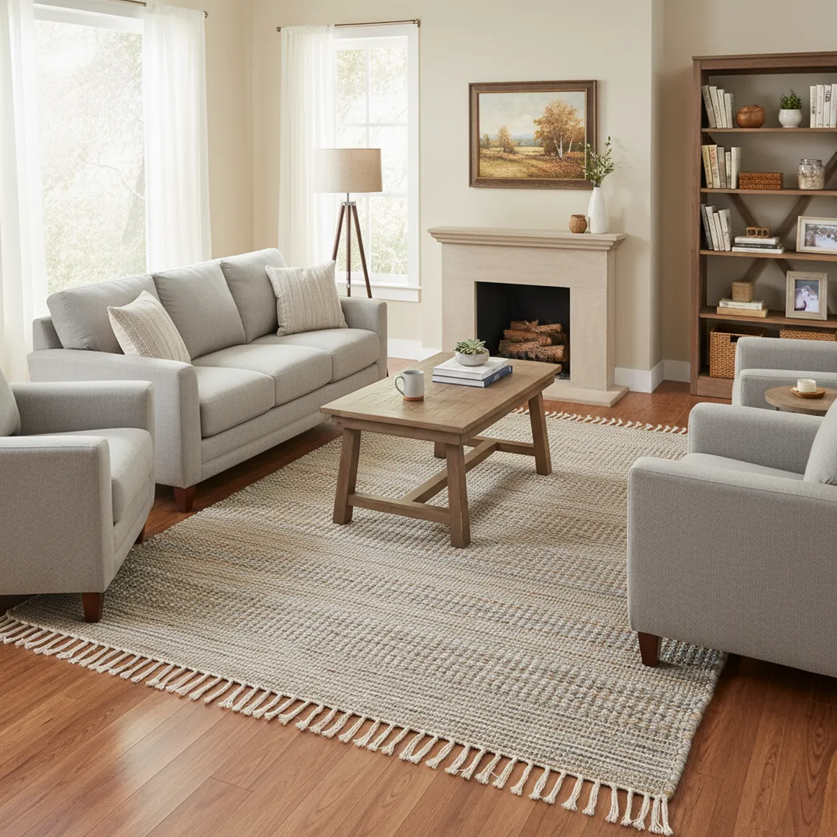 JUST HOME COLLECTION - Alfombra Tofo 160x230 cm Yute Gris