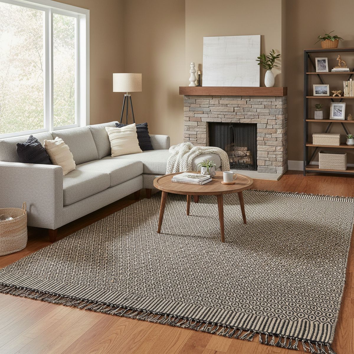 JUST HOME COLLECTION - Alfombra Pasi 200x290 cm Lana Negro