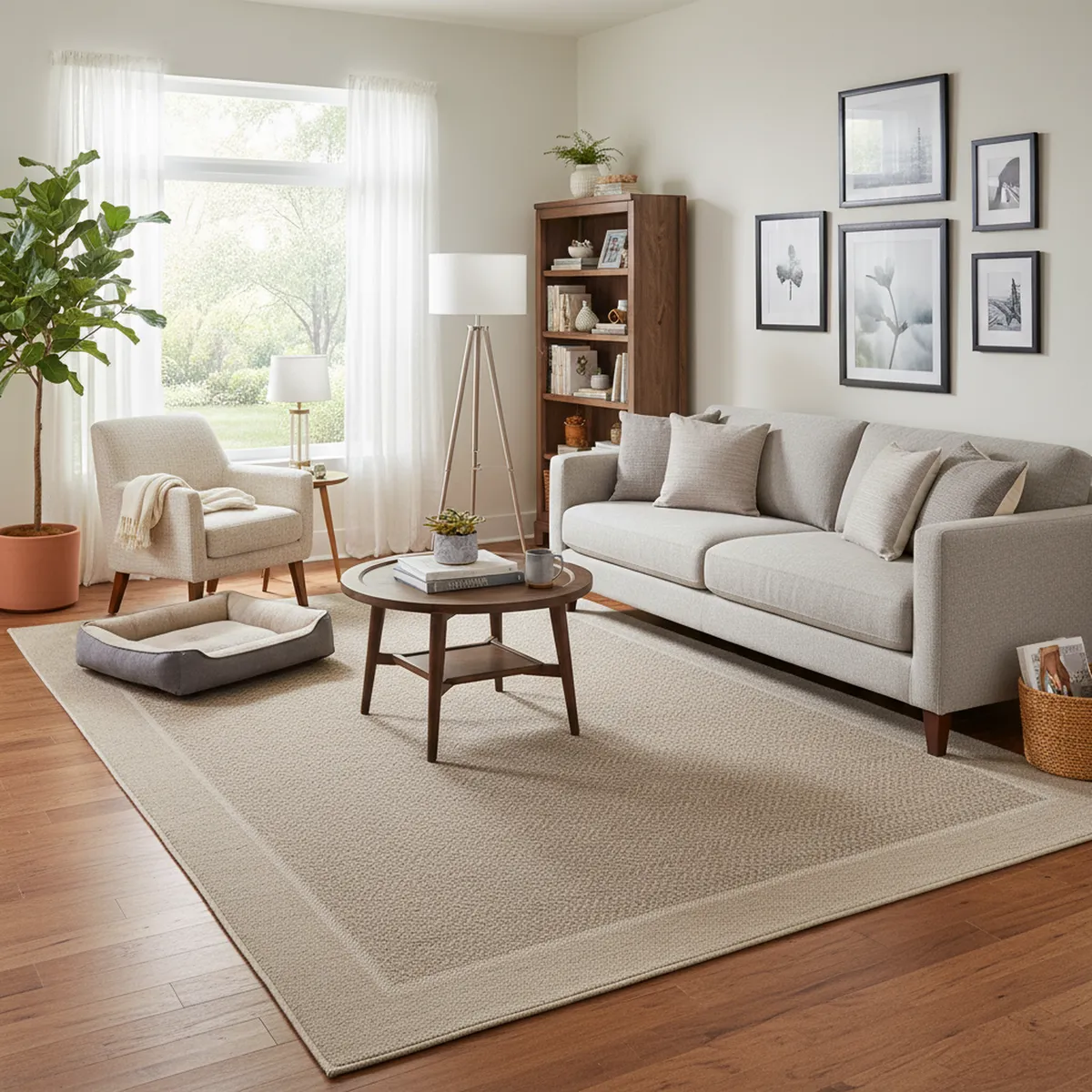 JUST HOME COLLECTION - Alfombra Indy Border Yute Beige