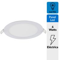 Panel Led Empotrado Circular Blanco 6W Luz Fría