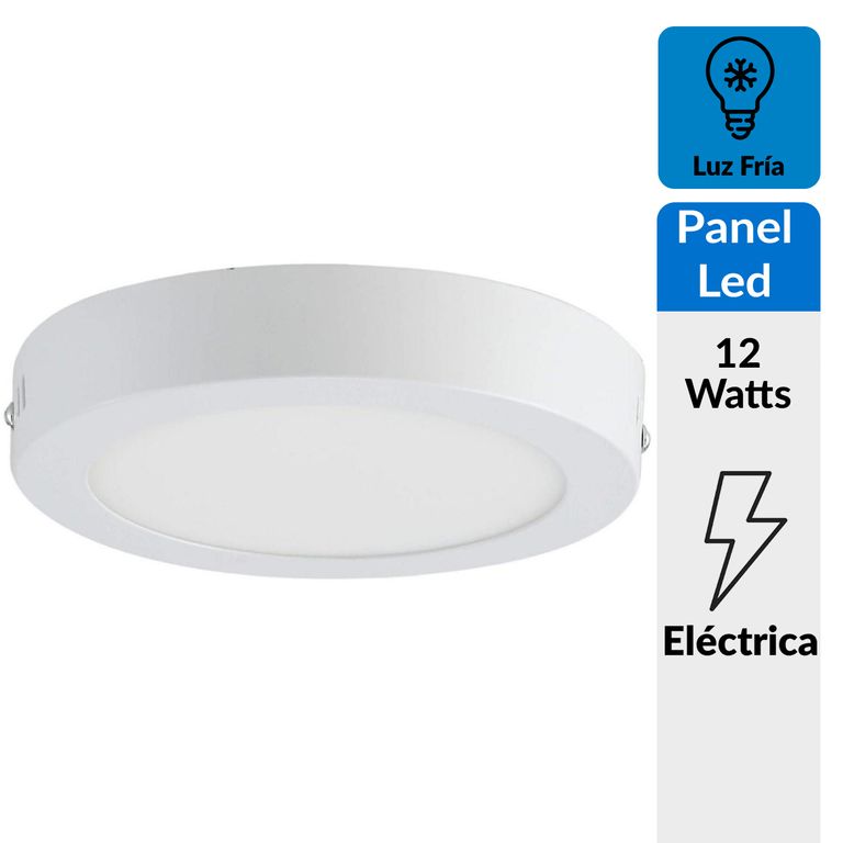Panel Led Sobrepuesto Circular Blanco 12W Luz Fría | Sodimac Chile