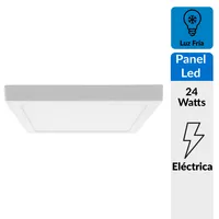 Panel Led Sobrepuesto Cuadrado Blanco 24W Luz Fría