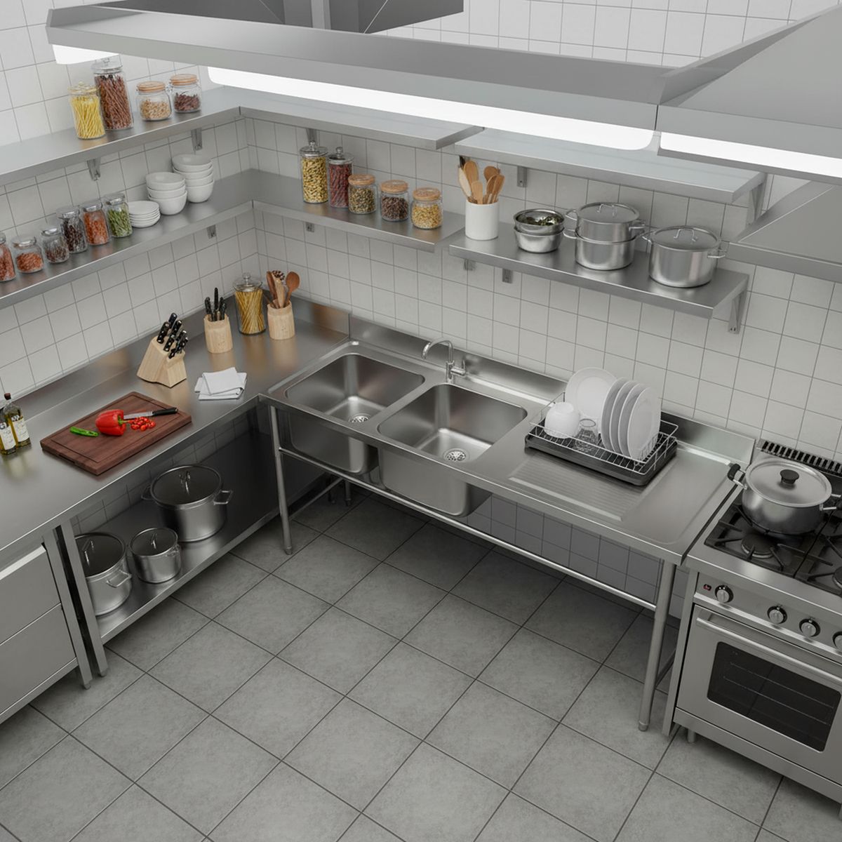 MAIGAS - Lavafondo Derecho 2 Cubeta(s) 200x85x66 cm Acero inoxidable