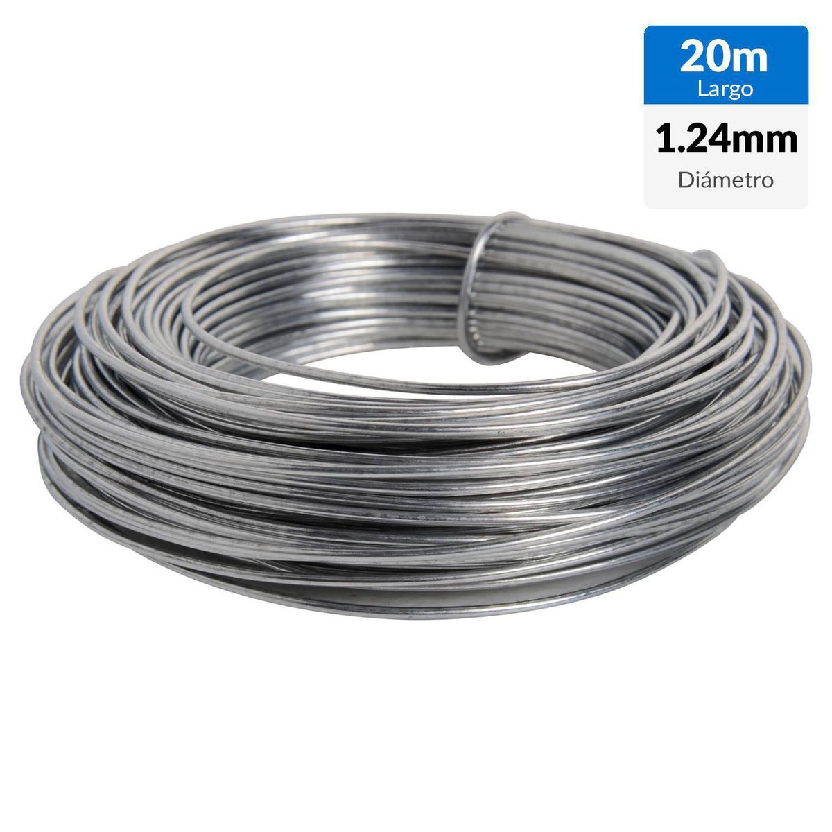 INCHALAM - Alambre Acero Galvanizado Multiuso Display #18 1.24 mm 20 m Gris
