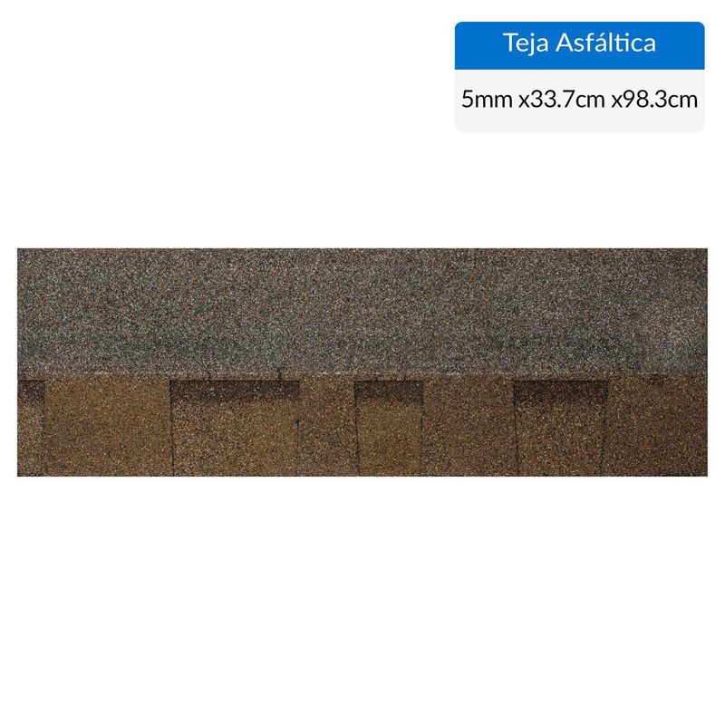 OWENS CORNING - Teja  Gravillada Asfalto 33.7x98.3 cm 5 mm Café Claro /Tabaco