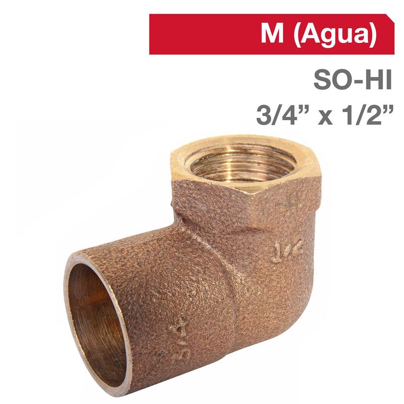 STRETTO - Codo Bronce SO/HI 3/4" x 1/2"  1u