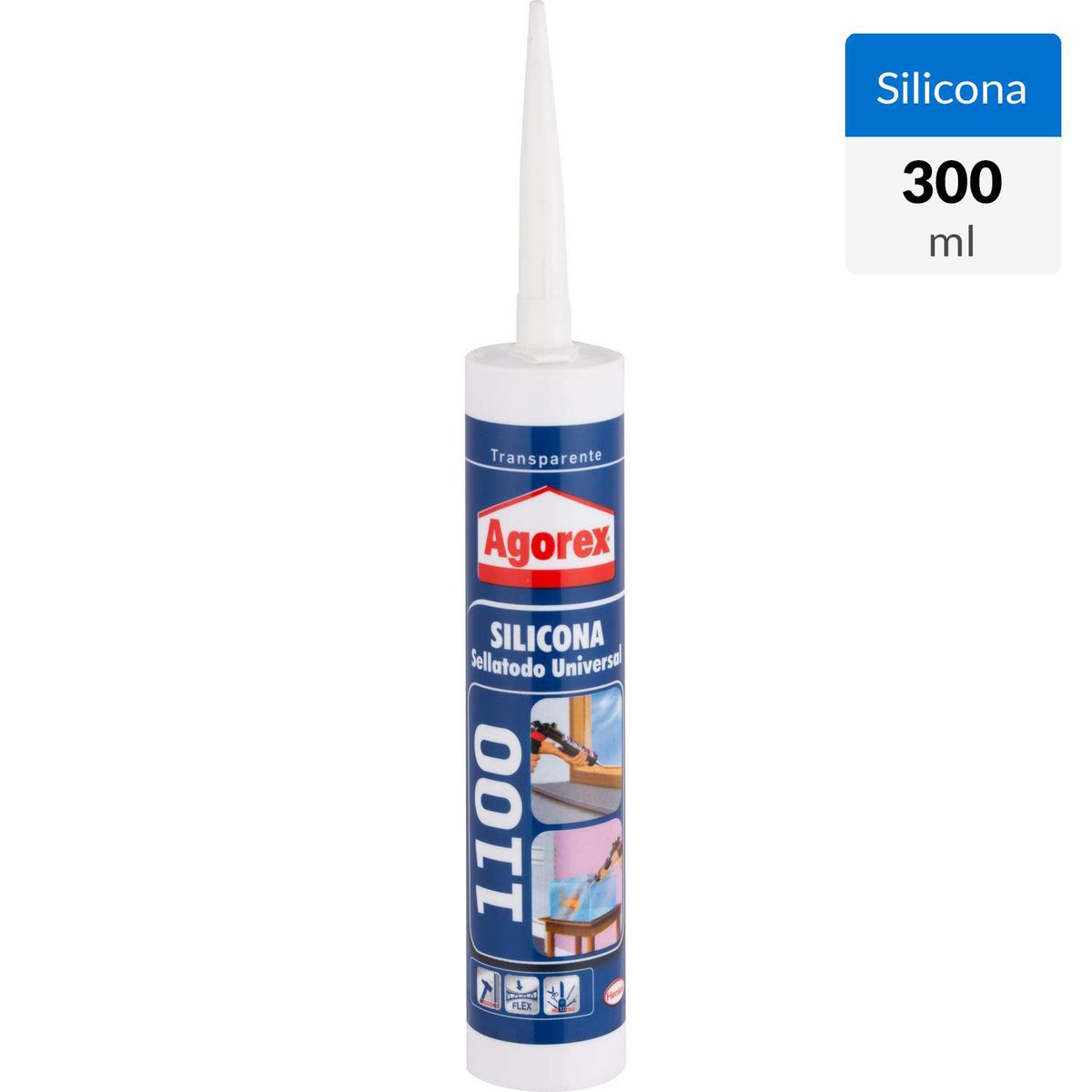 AGOREX - Silicona Multiuso Vidrio y Aluminio 300 ml Tansparente