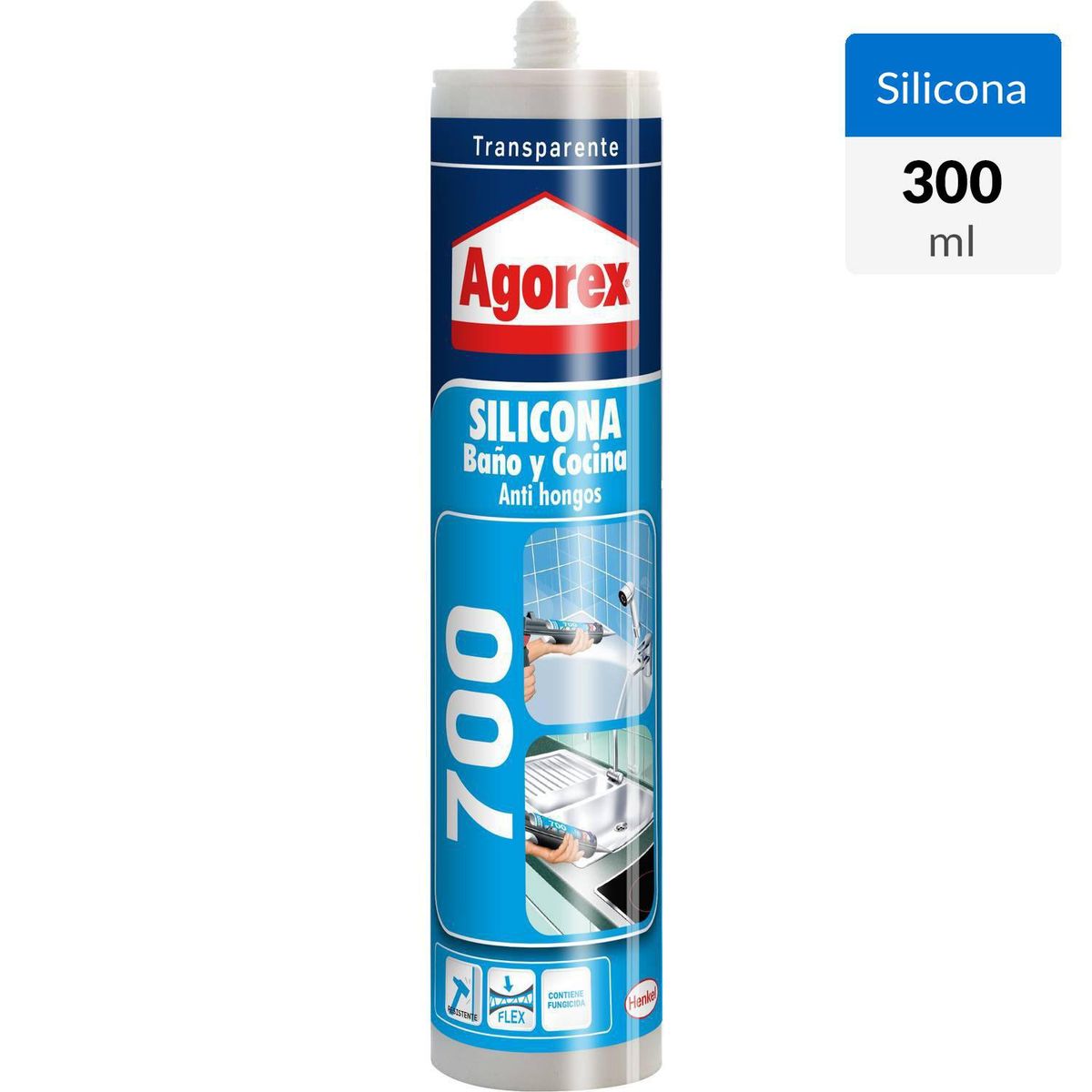 AGOREX - Silicona 700 Baño y Cocina Antihongos 300 ml Transparente 