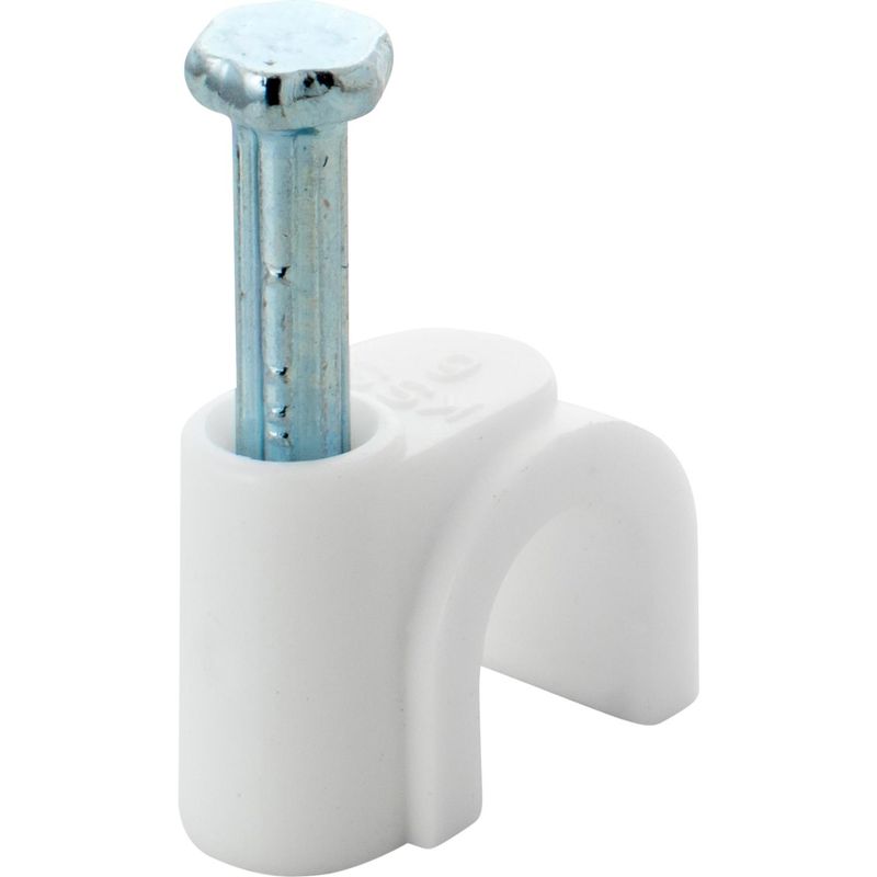 MEC - Grampa Cordón Coaxial  diametro 6,0 mm,RG59 - Blanco 20 unidades