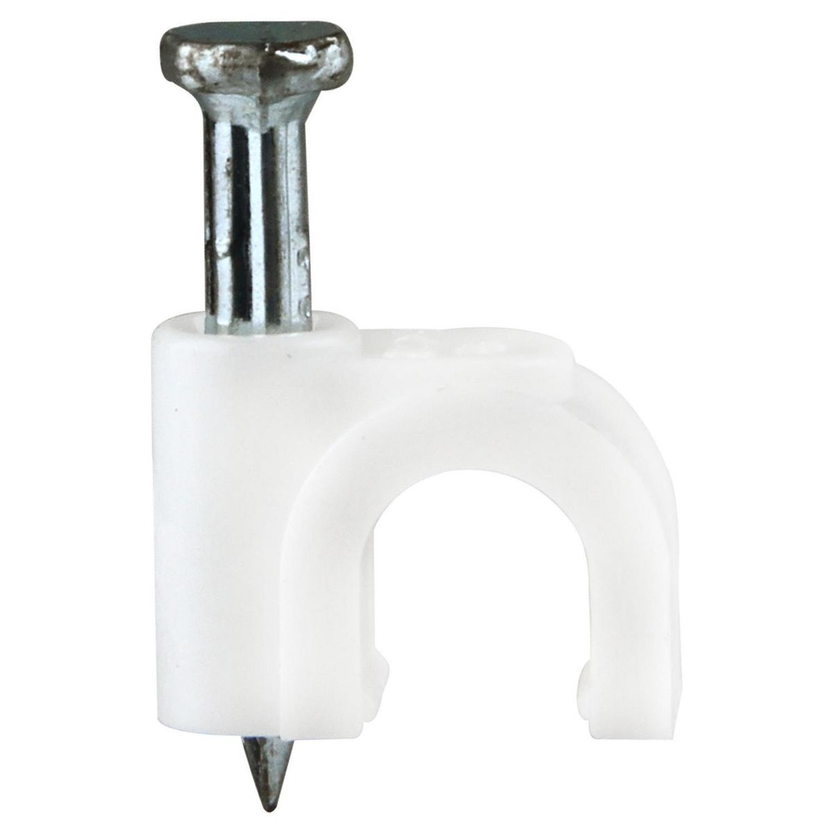 MEC - Grampa Cordón Coaxial diametro 6,0 mm,RG59 - Blanco 20 unidades