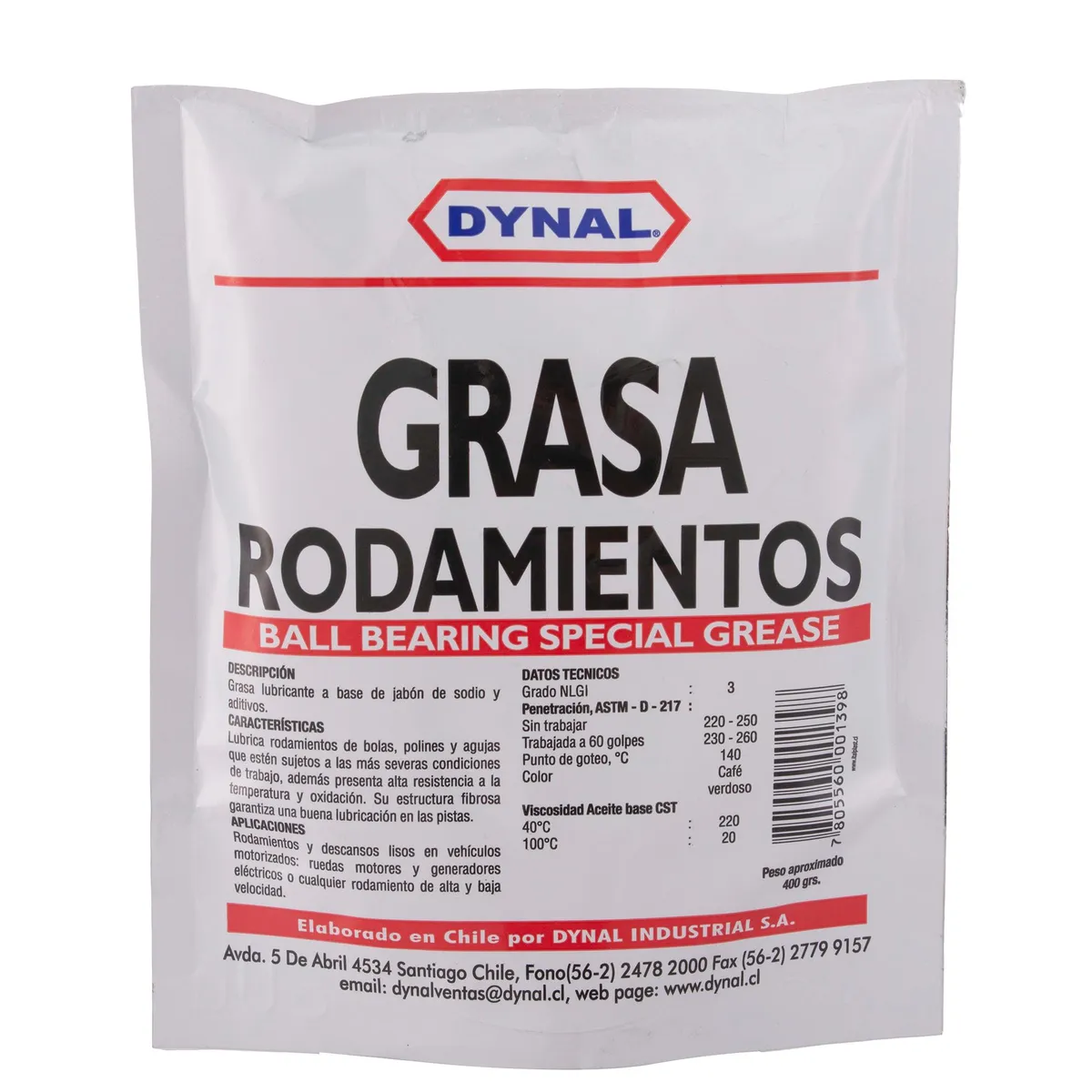 DYNAL - Grasa para rodamientos 400 gr doypack