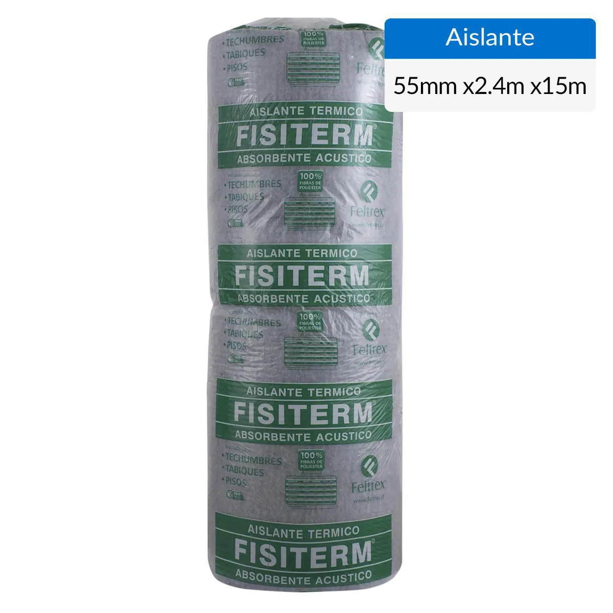 FISITERM - Lana Aislante Térmico Poliéster 55 mm 2,40x15 m R94