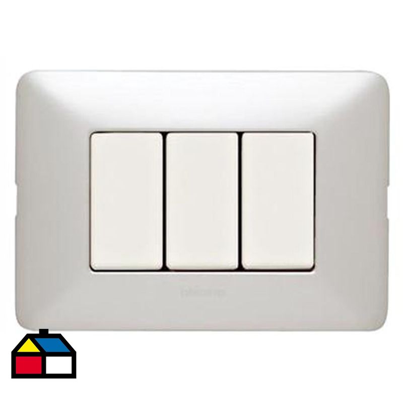 BTICINO - Interruptor triple (9/32) 10 A Gris