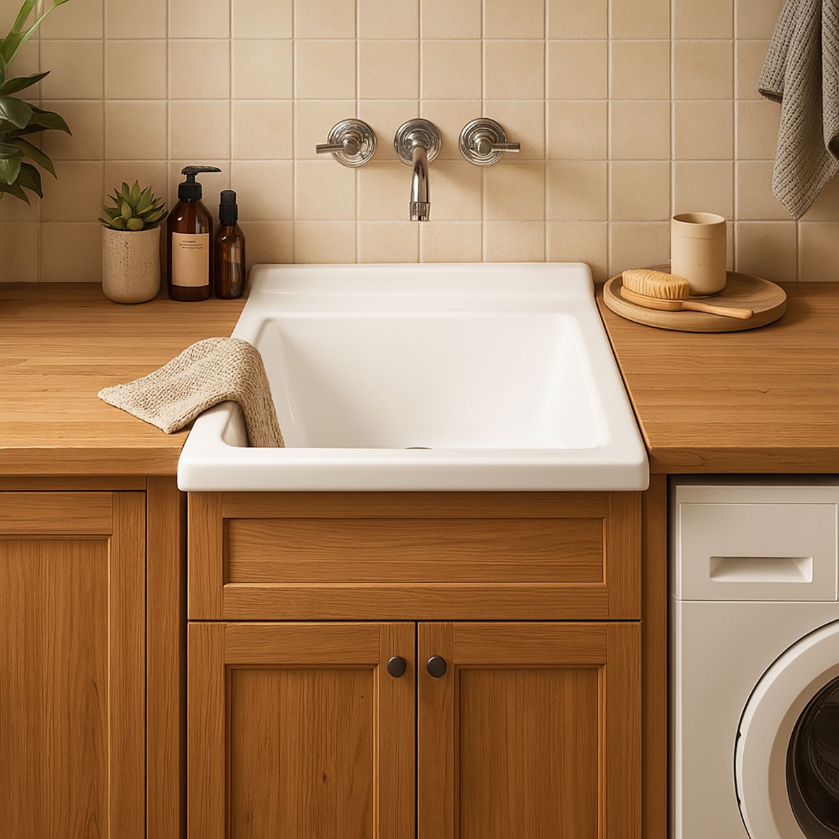 NORGLAS - Lavarropa Forma Cuadrada Plástico 50x60x33 cm blanco