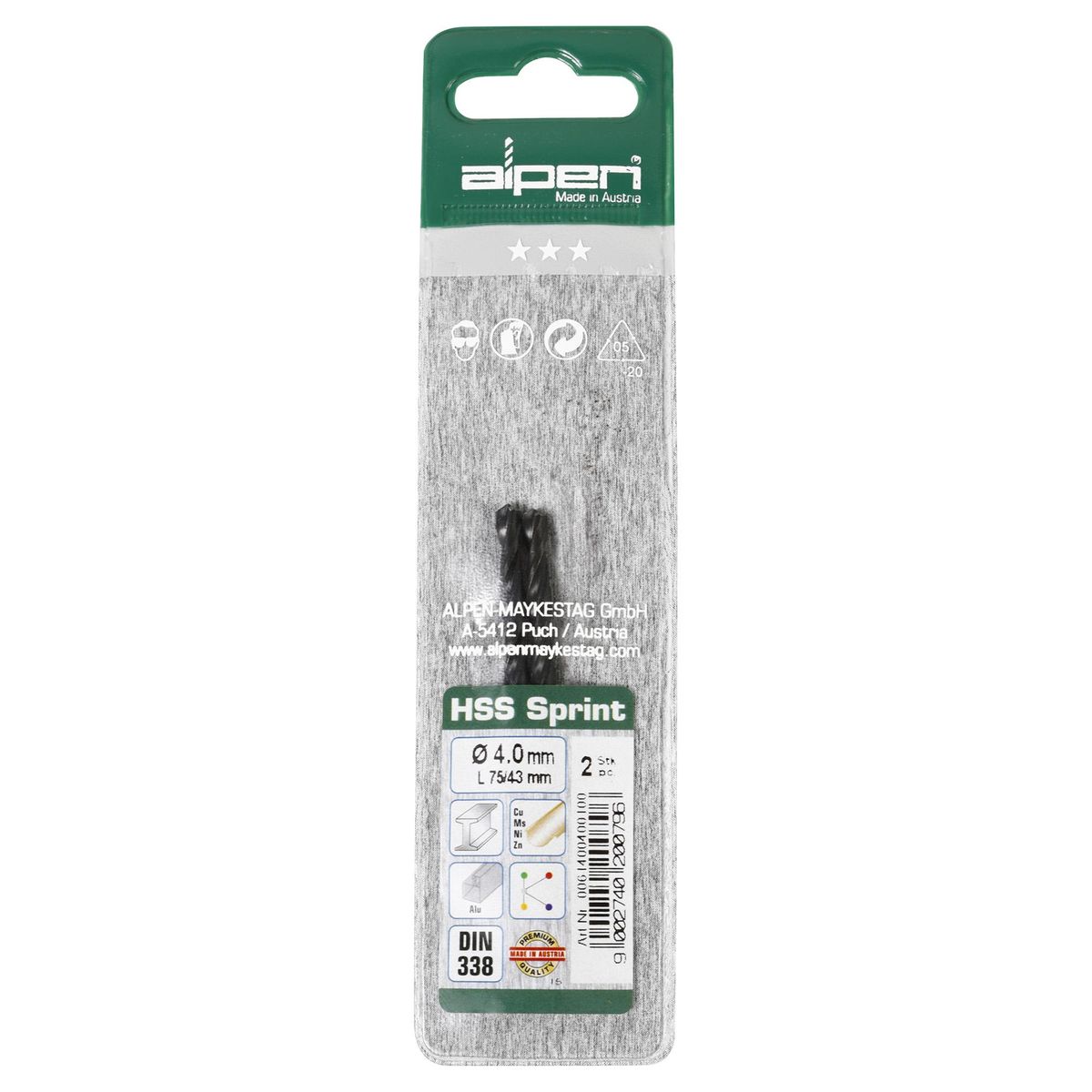 ALPEN - Broca HSS para metal 4x75 mm