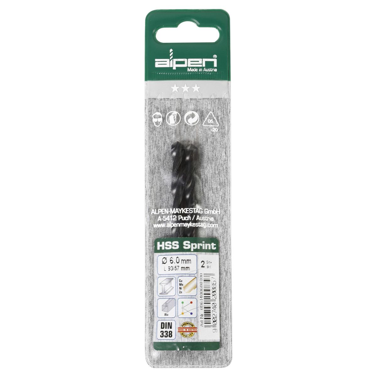 ALPEN - Broca HSS para metal 6x93 mm