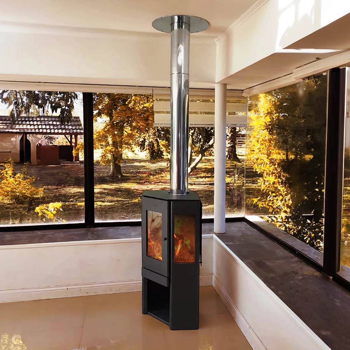 AMESTI - Estufa Leña Corner 650 Gris charcoal