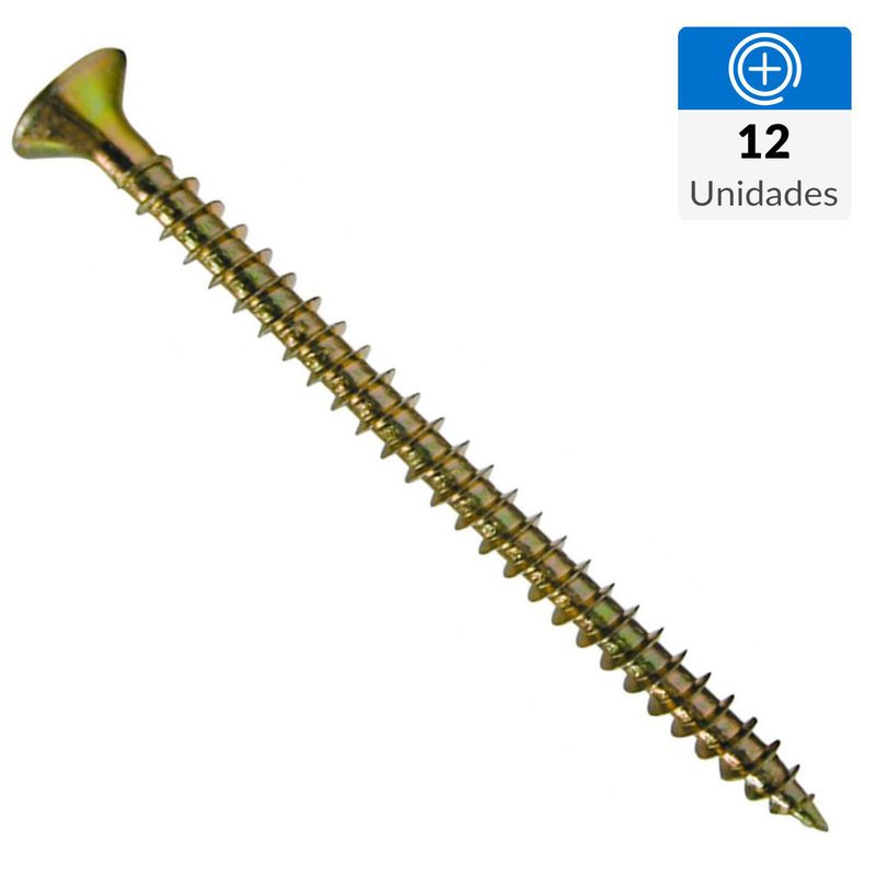 FIXSER - Tornillo Tirafondo Cabeza Phillips Madera 16 mm 3 mm 12 Unidades