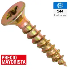 MAMUT - Tornillo Tirafondo Cabeza Phillips Madera 16 mm 3 mm 144 Unidades