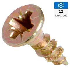 FIXSER - Tornillo Tirafondo Cabeza Phillips Madera 12 mm 3.5 mm 12 Unidades