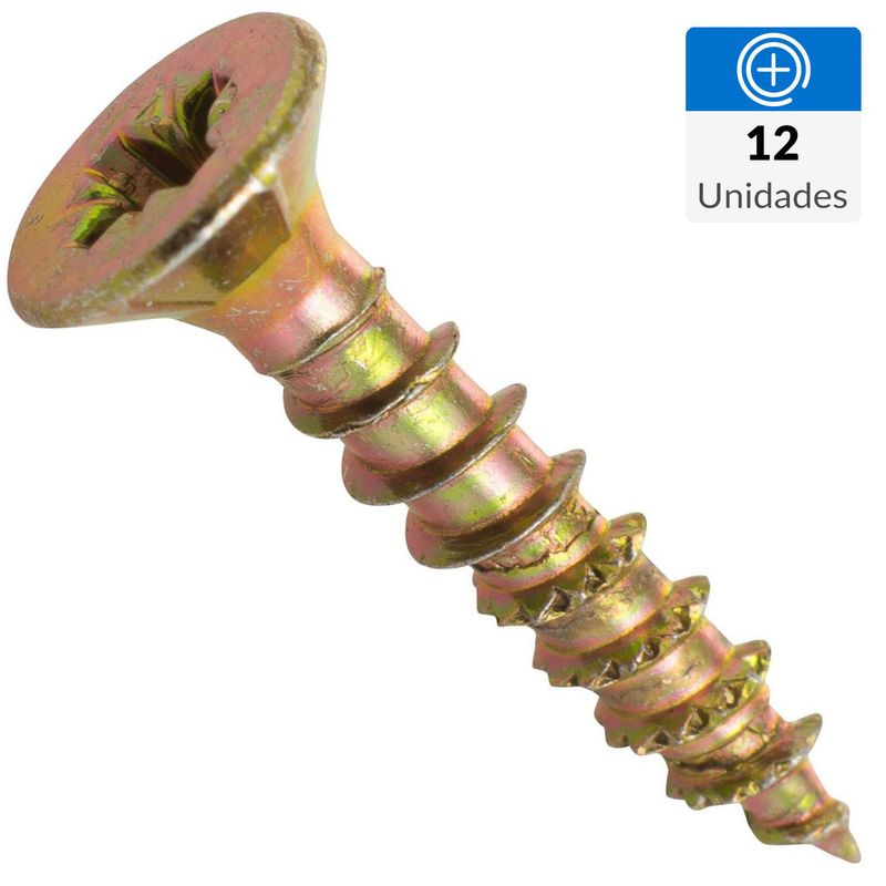 FIXSER - Tornillo Tirafondo Cabeza Phillips Madera 16 mm 3.5 mm 12 unidad(es)
