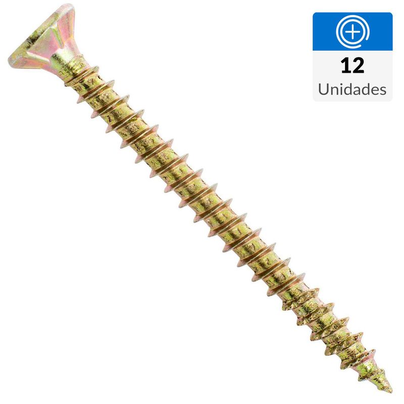 FIXSER - Tornillo Tirafondo Cabeza Phillips Madera 40 mm 3.5 mm 12 Unidades