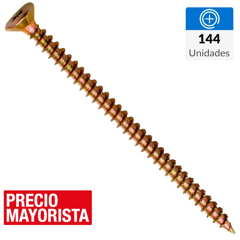 MAMUT - Tornillo Tirafondo Cabeza Phillips Madera 75 mm 4.5 mm 144 Unidades
